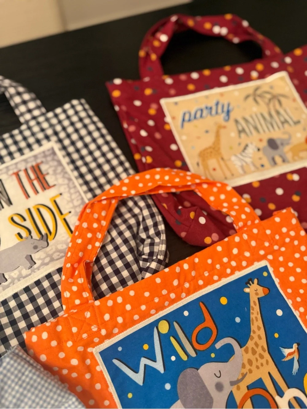 Handmade Totes Bundle of (5) Kids Totes Jungle Safari Zoo Theme Party Favors